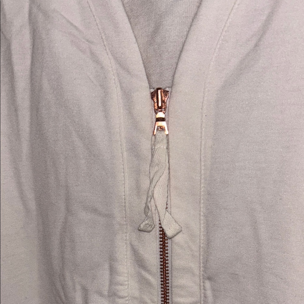 Cream Zip-Up Cardigan with Lace Detail - Picture 3 of 5